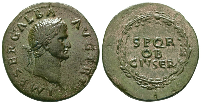 Galba, AD 68-69. AE, Sestertius. 12,03 g. 29.85 mm. Rome.
Obv: IMP SER GALBA AVG...