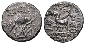 M. Aemilius Scaurus and Pub. Plautius Hypsaeus, 58 BC. AR, Denarius. 3.60 g. - 17.00 mm. Rome.
Obv.: M SCAVR / AED CVR. Nabatean king Aretas kneeling...