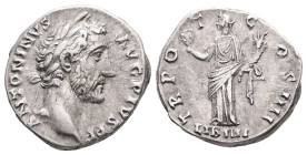 Antoninus Pius, AD 138-161. AR, Denarius. 3.34 g. 17.19 mm. Rome.
Obv: ANTONINVS AVG PIVS P P. Head of Antoninus Pius, laureate, right.
Rev: TR POT CO...