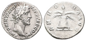 Antoninus Pius, AD 138-161. AR, Denarius. 2.83 g. 17.77 mm. Rome.
Obv: ANTONINVS AVG PIVS P P TR P COS III. Head of Antoninus Pius, laureate, right.
R...