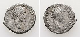 Antoninus Pius with Marcus Aurelius as Caesar, 138-161 AD. AR, Denarius. 2.69 g. 18.76 mm. Rome.
Obv: ANTONINVS AVG PIVS P P TR P COS III. Head of Ant...