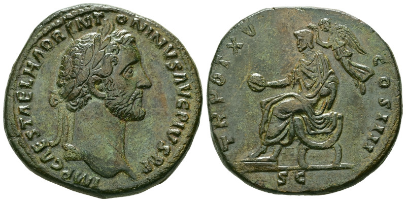 Antoninus Pius, AD 138-161. AE, Sestertius. 25.17 g. 33.42 mm. Rome.
Obv: IMP CA...