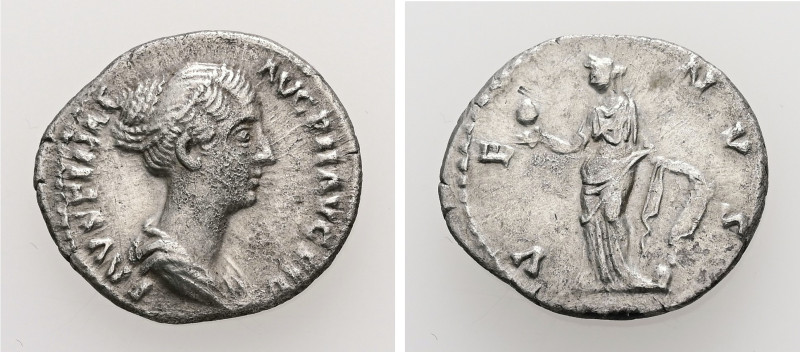 Faustina II, AD 147-175. AR, Denarius. 2.63 g. 18.64 mm. Rome.
Obv: FAVSTINAE AV...