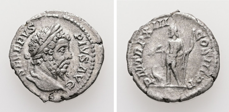 Septimius Severus, AD 193-211. AR, Denarius. 2.52 g. 18.67 mm. Rome.
Obv: SEVERV...