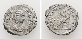 Julia Domna, AD 193-217. AR, Denarius. 2.71 g. 19.96 mm. Rome.
Obv: IVLIA AVGVSTA. Bust of Julia Domna, hair waved and coiled at back, draped, right.
...