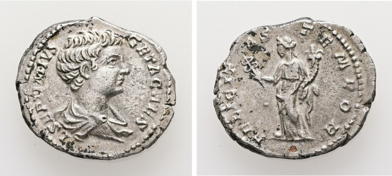 Geta as Caesar, AD 198-209. AR, Denarius. 2.82 g. 19.50 mm. Laodicea.
Obv: L SEP...