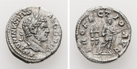 Caracalla, AD 198-217. AR, Denarius. 2.30 g. 18.37 mm. Rome.
Obv: ANTONINVS PIVS AVG BRIT. Head of Caracalla, laureate, bearded, right.
Rev: PROFECTIO...