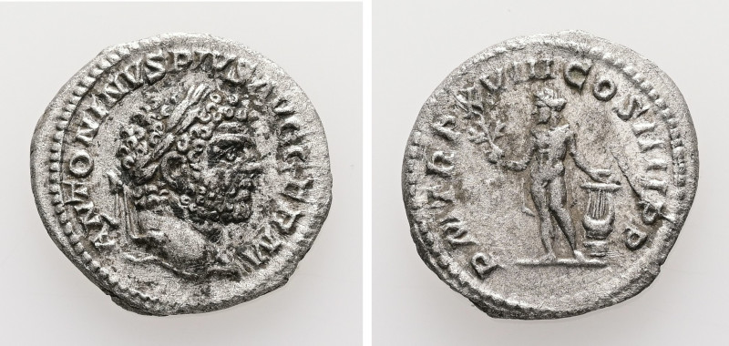 Caracalla, AD 198-217. AR, Denarius. 2.30 g. 19.43 mm. Rome.
Obv: ANTONINVS PIVS...