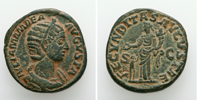 Julia Mamaea, AD 222-235. AE, Sestertius. 21.08 g. 30.26 mm. Rome.
Obv: IVLIA M...