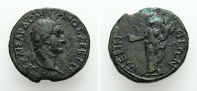 Thrace, Perinthus. Domitian, AD 81-96. AE. 22.45 g. 33.84 mm.
Obv: ΑΥΤΟΚ ΚΑΙΣΑΡ ΔΟΜΙΤΙΑΝΟΣ ΣΕΒ ΓΕΡ. Laureate head of Domitian, right.
Rev: ΠΕΡΙΝΘΙΩΝ. ...