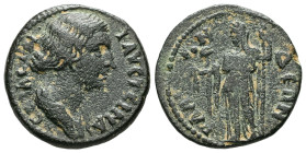 Lydia, Blaundus. Faustina II, AD 147-175. AE. 4.63 g. 20.20 mm.
Obv: ΦΑΥϹΤΕΙΝΑ ϹΕΒΑϹΤΗ. Draped bust of Faustina II, right.
Rev: ΒΛΑΥΝΔΕΩΝ. Demeter sta...