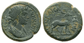 Lydia, Hierocaesaraea. Pseudo-autonomous, c. AD 100-150. AE. 5.03 g. 17.50 mm.
Obv: [ΙΕΡΑ] ϹΥΝΚΛΗΤΟϹ. Draped bust of Senate, right.
Rev: ΙΕΡΟΚΑΙϹΑΡΕΩΝ...