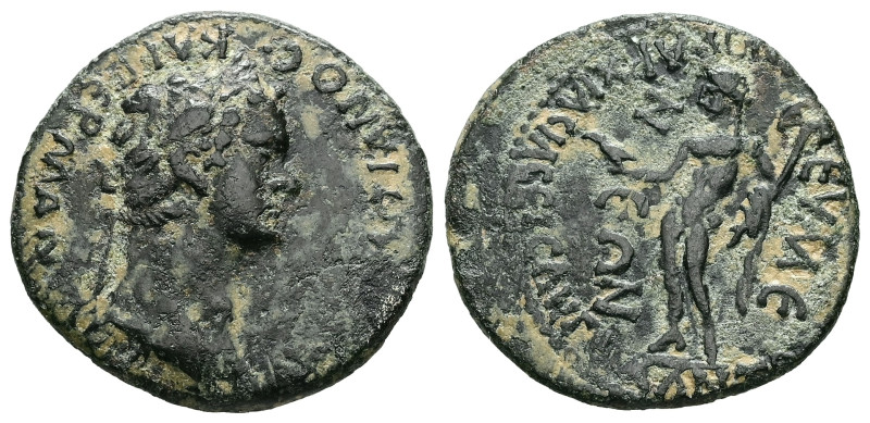 Phrygia, Eumenea. Domitian, AD 81-96. AE. 3.59 g. 21.35 mm. M. Kl. Valerianos, h...