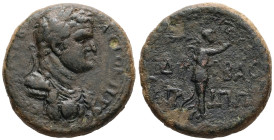 Judaea, Tiberias. Titus, AD 73/4. AE. 12.69 g. 24.97 mm.
Obv: [ΑΥΤΟΚΡ ΤΙΤΟϹ ΚΑΙϹΑΡ ϹΕΒ]. Laureate, draped and cuirassed bust of Titus, right.
Rev: [L]...