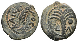 Judaea, Roman Procurators. Marcus Ambibulus 9-12 CE. AE, Prutah. 1.80 g. - 17.47 mm. In the name of the Roman emperor Caesar (Augustus). Jerusalem min...