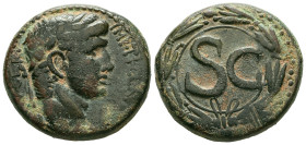 Syria, Antioch. Claudius, AD 41-54. AE. 16.03 g. 26.68 mm.
Obv: IMP·TI·[CLAVD·CAE AVG]·GER. Laureate head of Claudius, right.
Rev: S C. Inscription wi...