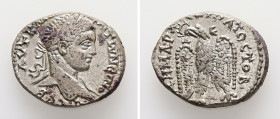 Syria, Antioch. Elagabalus, AD 218-222. AR, Tetradrachm. 11.77 g. 27.13 mm.
Obv: ΑΥΤ Κ Μ [Α] ΑΝΤωΝΕΙΝΟϹ ϹΕΒ. Laureate head of Elagabalus, right, with ...