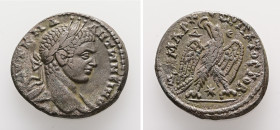 Syria, Antioch. Elagabalus, AD 218-222. AR, Tetradrachm. 12.90 g. 26.26 mm.
Obv: [ΑΥΤ Κ] Μ Α ΑΝΤωΝΕΙΝΟϹ [ϹΕΒ]. Laureate head of Elagabalus, right, wit...