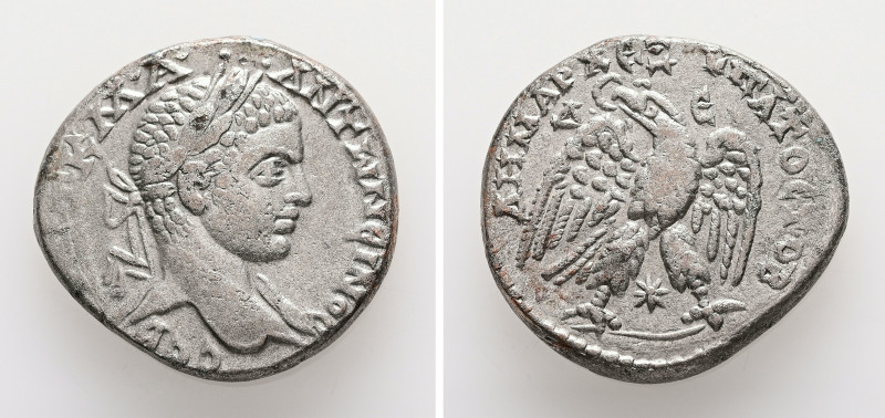 Syria, Antioch. Elagabalus, AD 218-222. AR, Tetradrachm. 12.93 g. 26.43 mm.
Obv:...