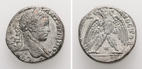 Syria, Antioch. Elagabalus, AD 218-222. AR, Tetradrachm. 12.70 g. 24.16 mm.
Obv: [ΑΥΤ Κ Μ Α] ΑΝΤωΝΕΙΝΟϹ ϹΕΒ. Laureate head of Elagabalus, right, with ...