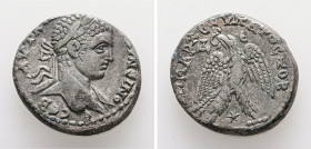 Syria, Antioch. Elagabalus, AD 218-222. AR, Tetradrachm. 14.27 g. 25.70 mm.
Obv: ΑΥΤ Κ [Μ Α ΑΝΤω]ΝΕΙΝΟϹ ϹΕΒ. Laureate head of Elagabalus, right, with ...