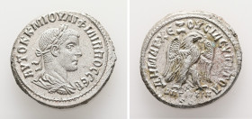 Syria, Antioch. Philip II, AD 247-249. AR, Tetradrachm. 13.79 g. 27.20 mm.
Obv: ΑΥΤΟΚ Κ Μ ΙΟΥΛΙ ΦΙΛΙΠΠΟϹ ϹΕΒ. Laureate, draped and cuirassed bust of P...