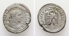 Syria, Antioch. Philip II, AD 247-249. AR, Tetradrachm. 12.57 g. 27.64 mm.
Obv: ΑΥΤΟΚ Κ Μ ΙΟΥΛΙ ΦΙΛΙΠΠΟϹ ϹΕΒ. Laureate, draped and cuirassed bust of P...