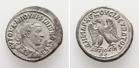 Syria, Antioch. Philip II, AD 247-249. AR, Tetradrachm. 11.41 g. 27.07 mm.
Obv: ΑΥΤΟΚ Κ Μ ΙΟΥΛΙ ΦΙΛΙΠΠΟϹ ϹΕΒ. Laureate, draped and cuirassed bust of P...