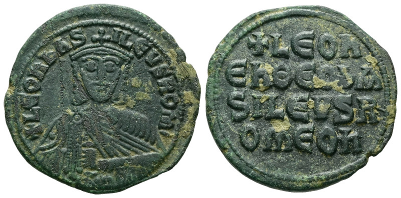 Leo VI the Wise, AD 886-912. AE, Follis. 7.95 g. 27.96 mm. Constantinople.
Obv: ...