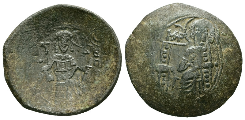 Isaac II Angelus, AD 1185-1195. AE, Aspron Trachy. 3.24 g. 24.34 mm. Constantino...