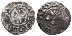 France. Feudal, Bishops of Valence, 12-13th century. AR, Denier. 0.89 g. 17.94 mm. 
Obv: Cross pomme with annulet in fourth quarter.
Rev: Winged angel...