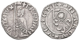 Italy. Venice. Francesco Dandolo, AD 1328-1339. AR, Soldino. 0.88 g. 16.77 mm.
Obv: RA DANDVLO DVX. Doge kneeling left, holding banner.
Rev: S MARCVS ...