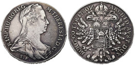 Austria. Holy Roman Empire. Maria Theresia, AD 1740-1780. AR, Thaler. 27.98 g. 40.82 mm. 
Obv: M THERESIA D G R IMP HU BO REG; S•F• below. Bust of Emp...