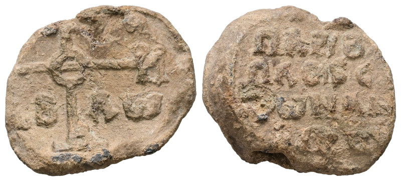 PB Byzantine seal of Pardos imperial spatharios and ? (AD 8th century)
Obv: Cruc...