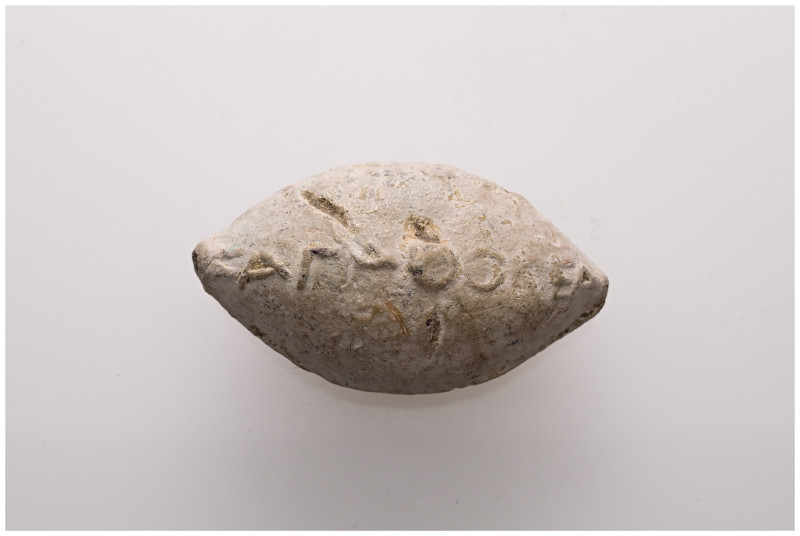 PB Greek sling bullet (c. 4th–1st centuries BC)
A sling bullet with the inscript...