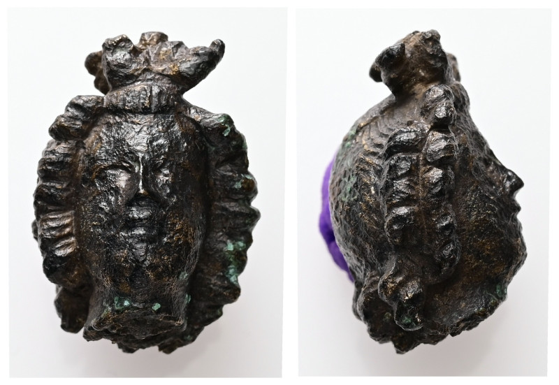 Roman bronze head of Dionysus (AD 1st–3rd centuries)
Bronze head of Dionysus.
We...