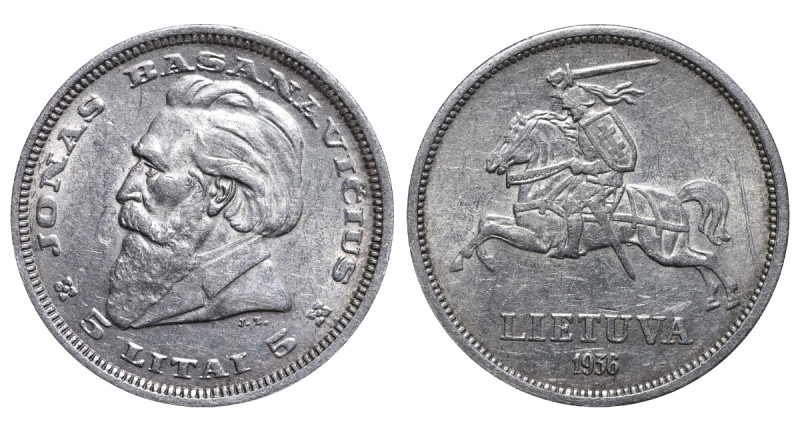 Lithuania, President Antanas Smetona (1926 - 1940), 5 litai, 1936 year, Silver, ...