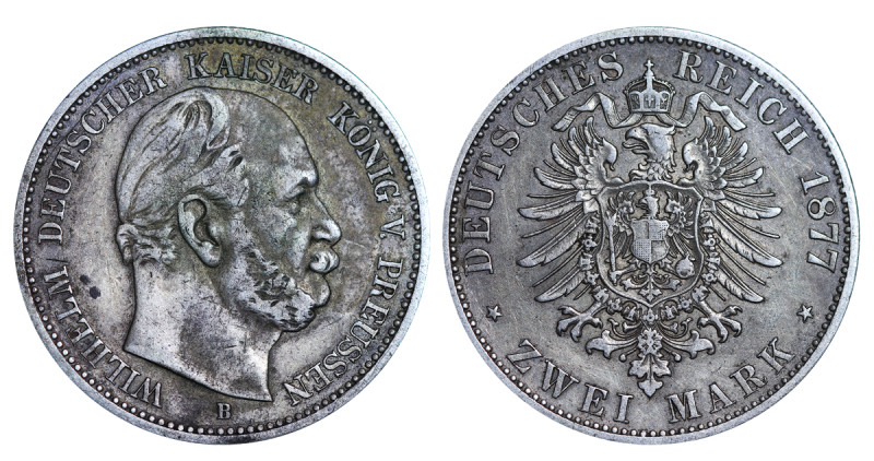 Kingdom of Prussia (German States), King William I (1861-1888), 2 marks, 1877 ye...