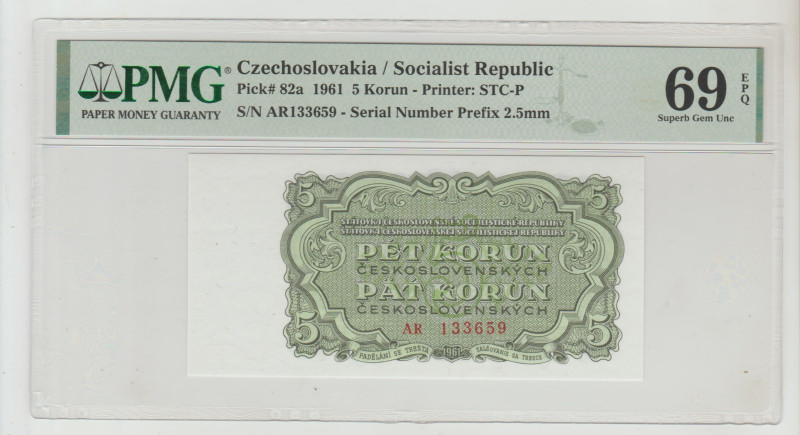 Czechoslovakia / Socialist Republic Pick# 82a 1961 5 Korun - Printer: STC-P S/N ...