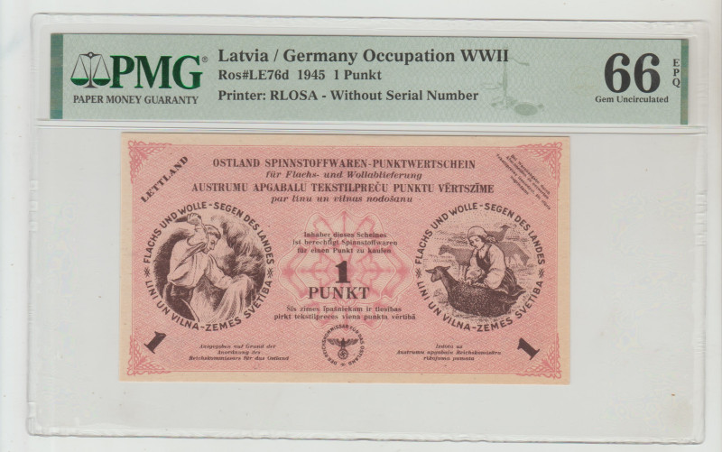 Latvia / Germany Occupation WWII
Ros#LE76d 1945 1 Punkt
Printer: RLOSA - Without...