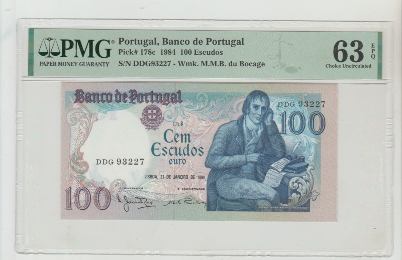 Portugal, Banco de Portugal Pick# 178c 1984 100 Escudos S/N DDG93227 - Wmk. M.M....