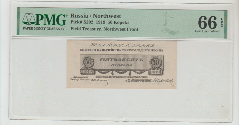 Russia / Northwest Pick# S202 1919 50 Kopeks
Field Treasury, Northwest Front, 66...