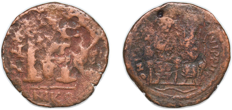 Byzantine states Byzantine Empire 566 - 578 AE 40 Nummi - Justin II and Aelia So...