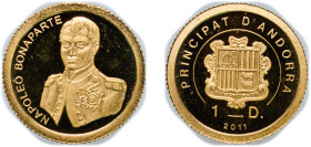 Andorra Principalty 2011 1 Diner (Napoleon Bonaparte) Gold (.999) B. H. Mayer Kunstprageanstalt Mint (15000) 0.5g PF KM 443