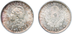 Argentina Federal Republic 1883 10 Centavos Silver (.900) (2786000) 2.51g UNC KM 26 CJ 21 CJ 22 CJ 23 Kahnt/Schön 27
