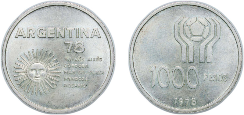 Argentina Federal Republic 1978 1000 Pesos (World Football Championship) Silver ...