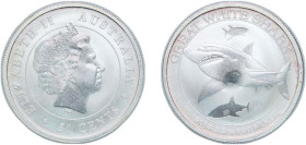 Australia Commonwealth 2014 P 50 Cents - Elizabeth II (4th Portrait - Great White Shark) Silver (.999) Perth Mint (300000) 15.55g BU KM 2884
