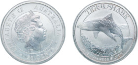 Australia Commonwealth 2016 P 50 Cents - Elizabeth II (4th Portrait - Tiger Shark) Silver (.9999) Perth Mint (100000) 15.552g BU KM 3205