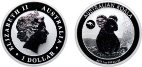 Australia Commonwealth 2017 P 1 Dollar - Elizabeth II (4th Portrait - Koala - Kangaroo Privy) Silver (.999) Perth Mint (50000) 31.104g PF KM 3388 KM 3...