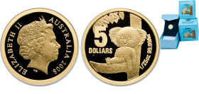 Australia Commonwealth 2008 5 Dollars - Elizabeth II (4th Portrait - Kip - Koala; Gold Bullion) Gold (.9999) Canberra Mint (4000) 1.24g PF KM 1066